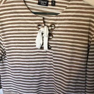 Brown and White striped with front tie string